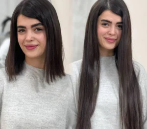 قبل و بعد اکستنشن موی طبیعی
